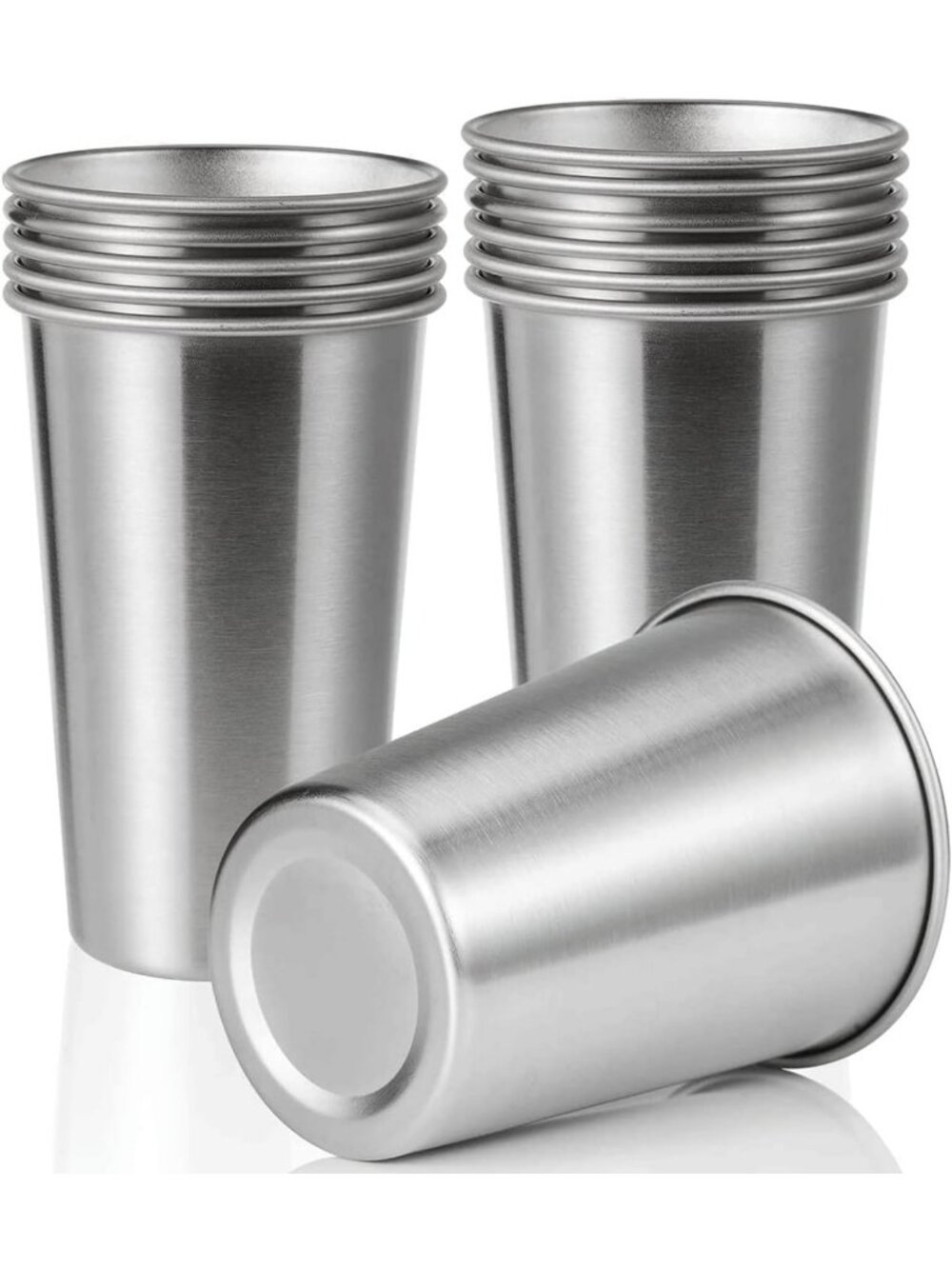 12 Pack 24oz Unbreakable Stainless Steel Pint Cups, Stackable Metal Drinking